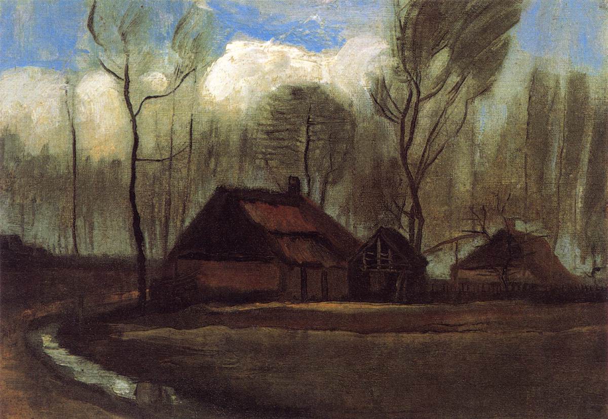 Farmhouses among Trees by GOGH, Vincent van