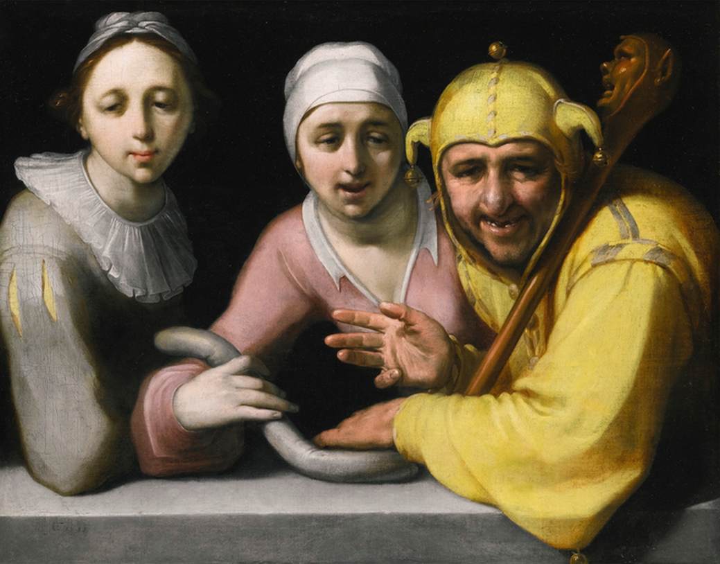 A Fool with Two Women by CORNELIS VAN HAARLEM