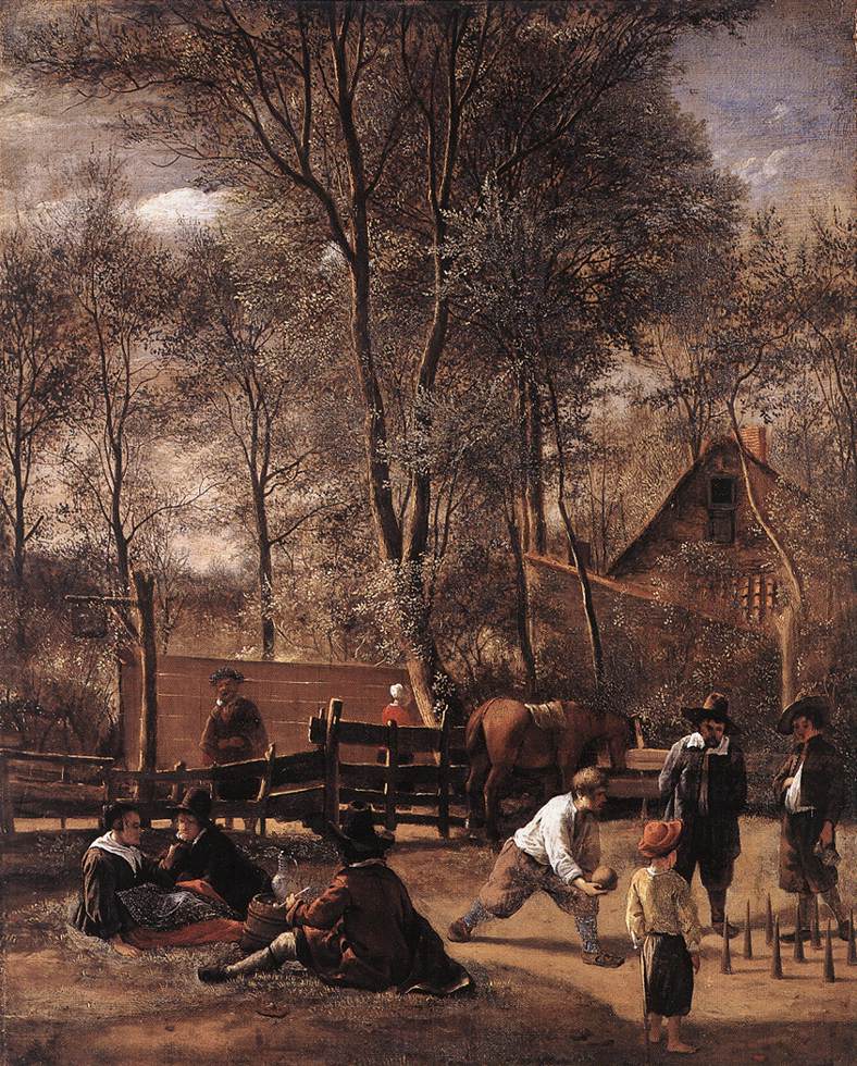 Skittle Players Outside an Inn by STEEN, Jan