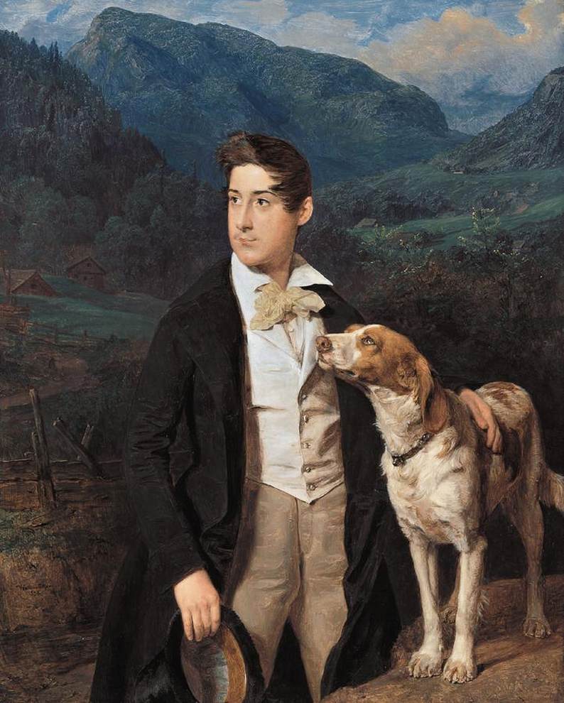 Waldmüller's Son Ferdinand with Dog by