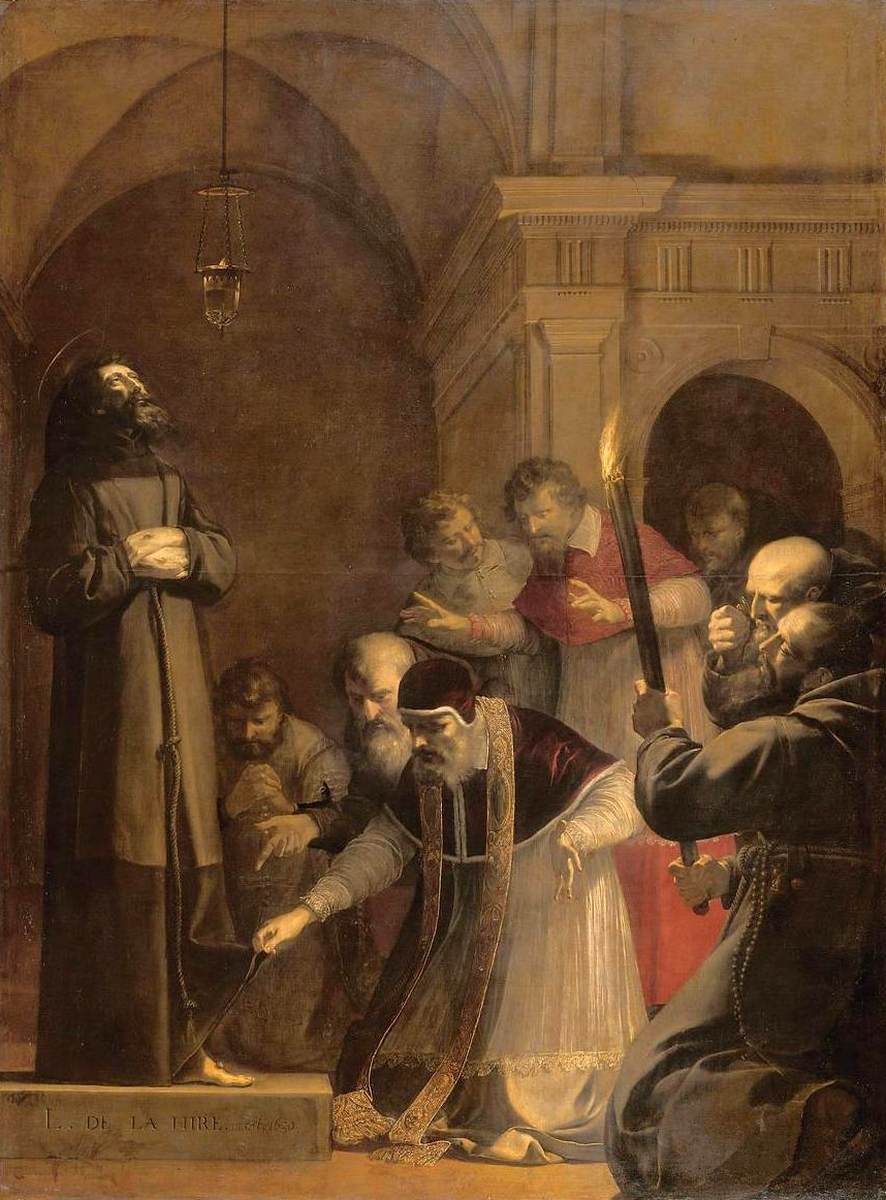 Pope Nicholas V Opening the Tomb of St Francis of Assisi in 1449 by LA HYRE, Laurent de