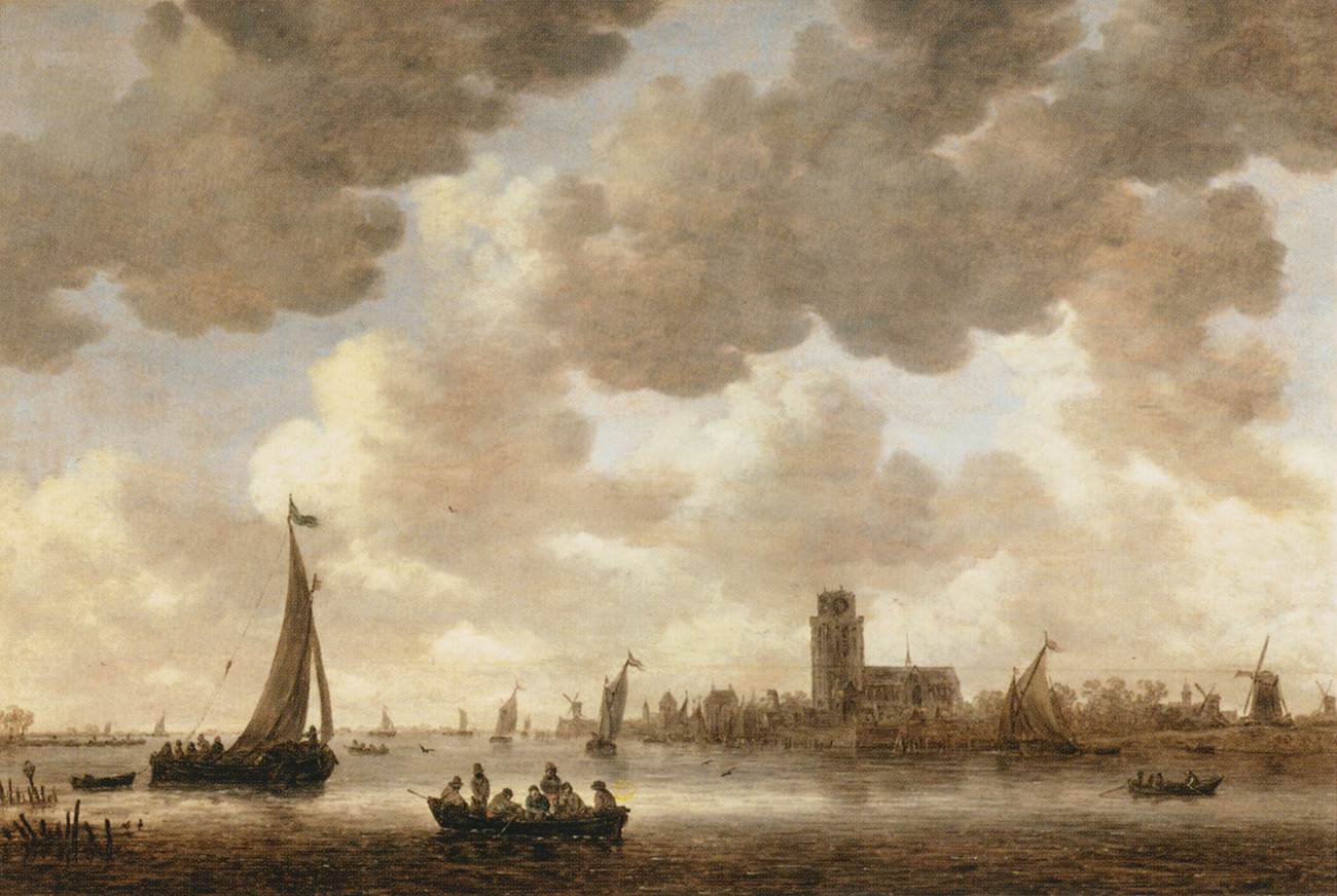 The Meuse at Dordrecht with the Groote Kerk by GOYEN, Jan van