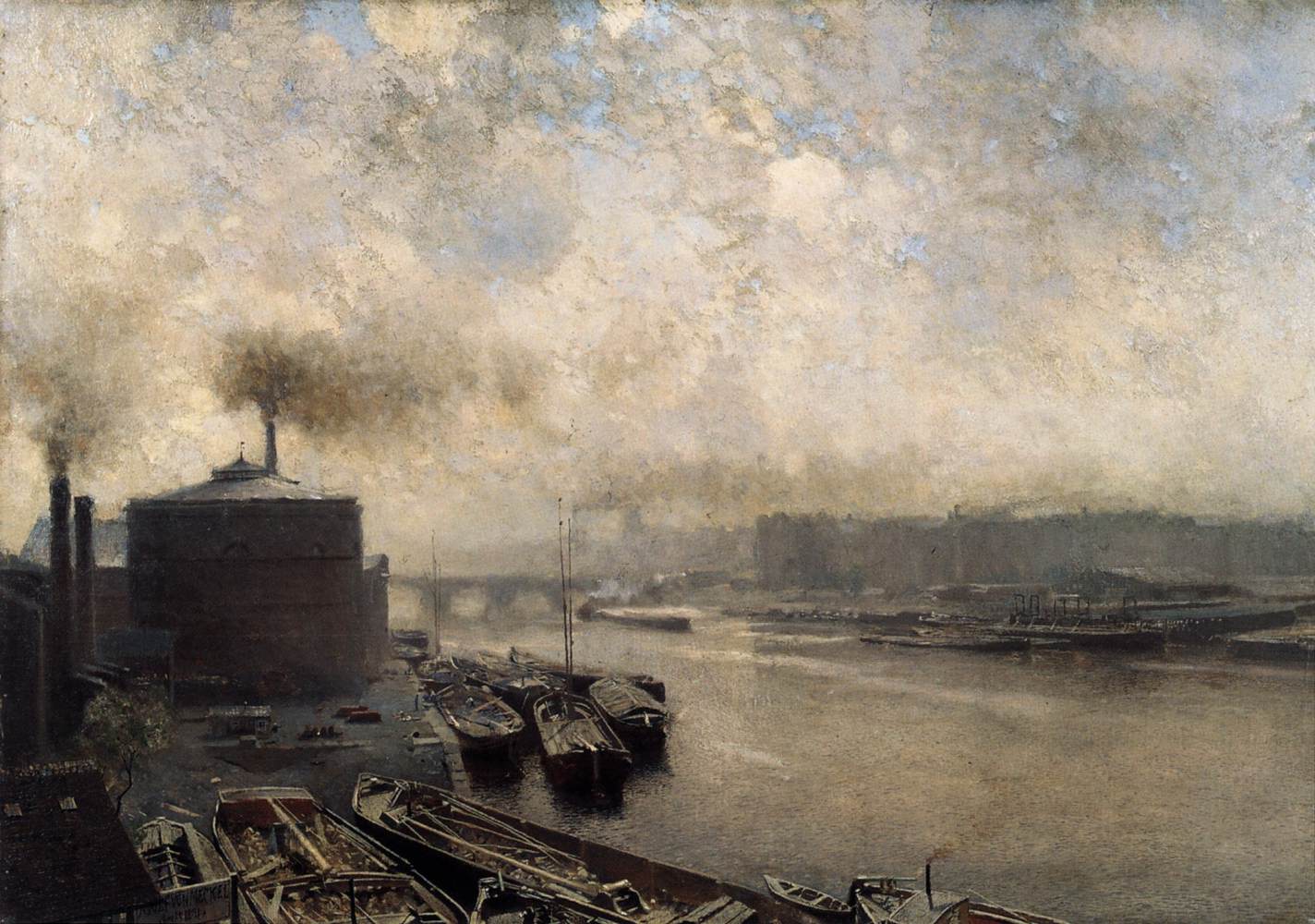 British Gas Works on the River Spree by MECKEL, Adolf von