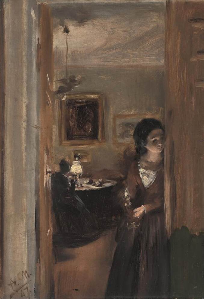 Living-Room with the Artist's Sister by MENZEL, Adolph von