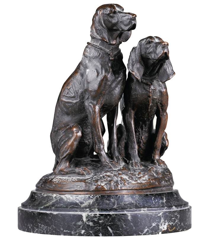 Two Seated Bloodhounds by