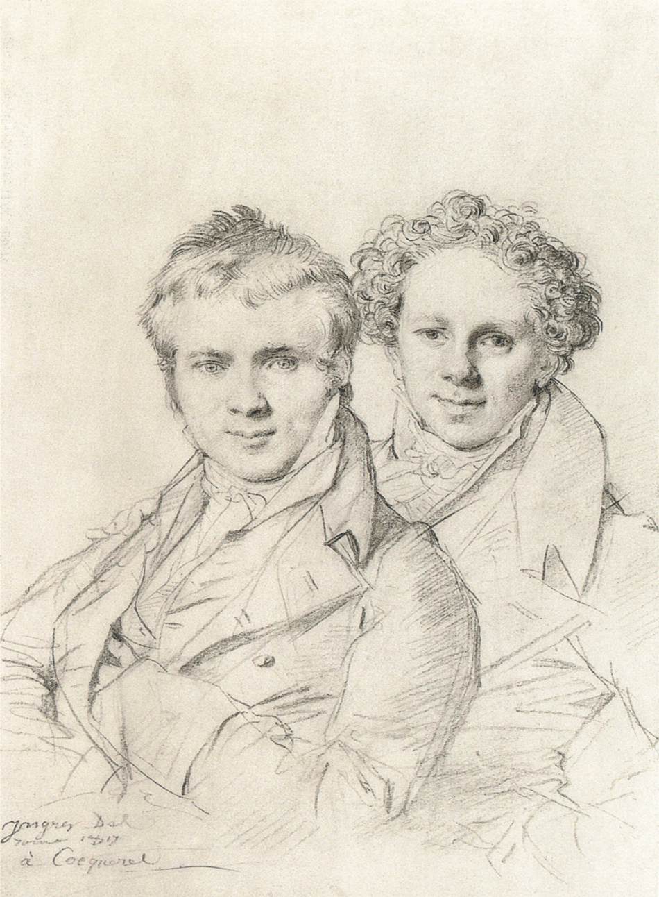 Double Portrait of Otto Magnus von Stackelberg and Jacob Linckh by INGRES, Jean-Auguste-Dominique