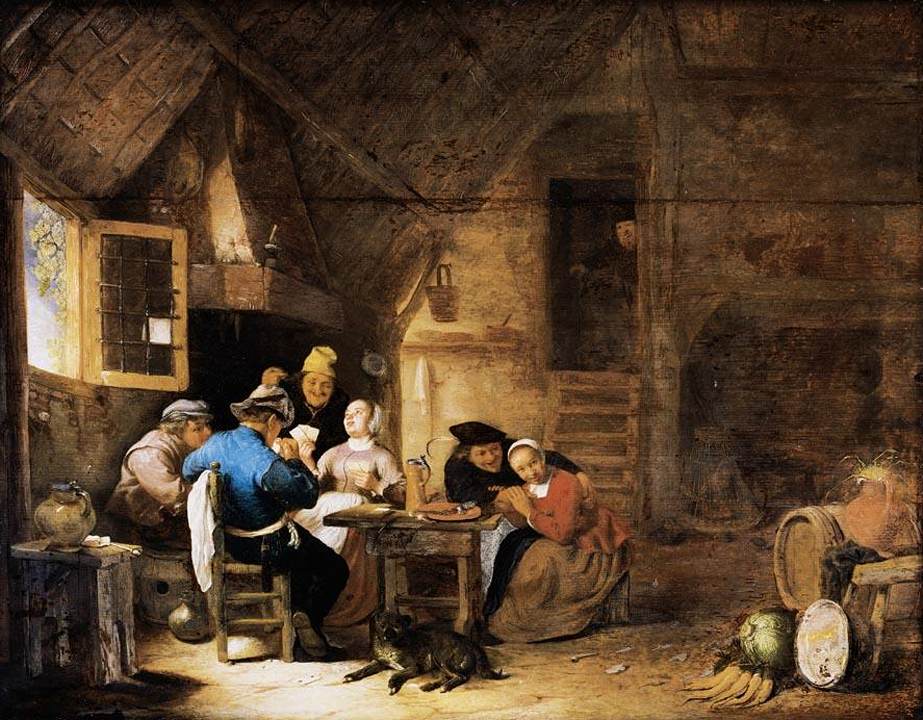 Interior with Peasants Playing Cards by