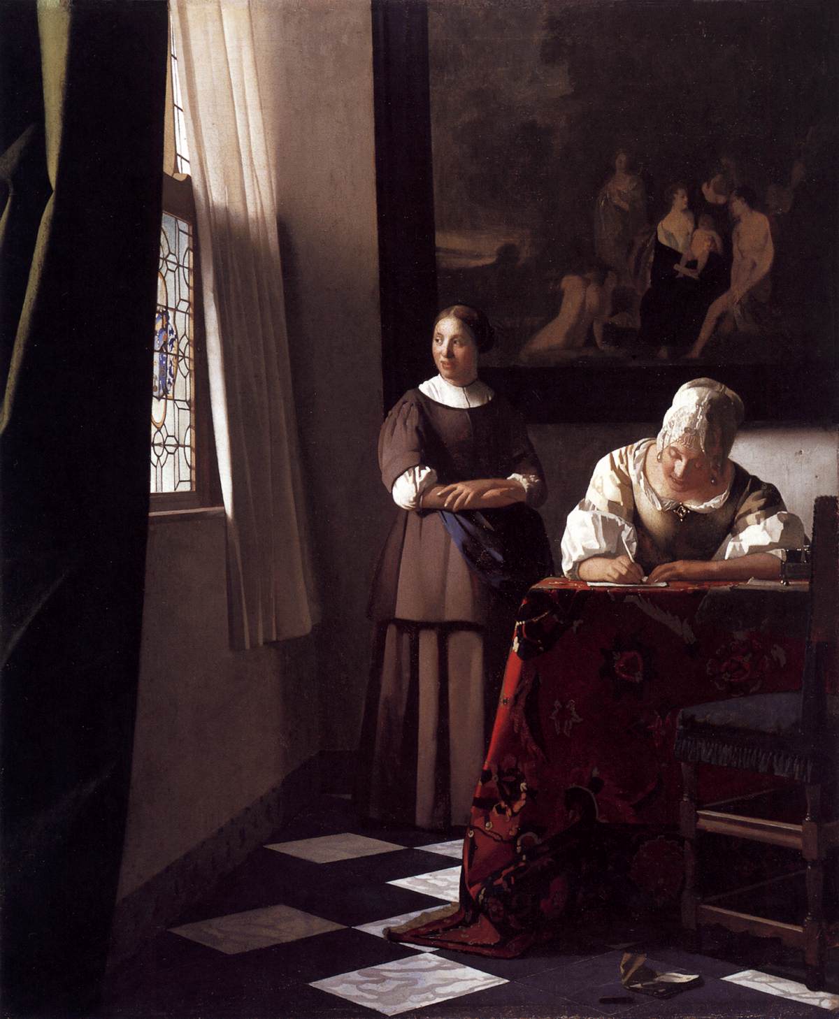 Lady Writing a Letter with Her Maid by