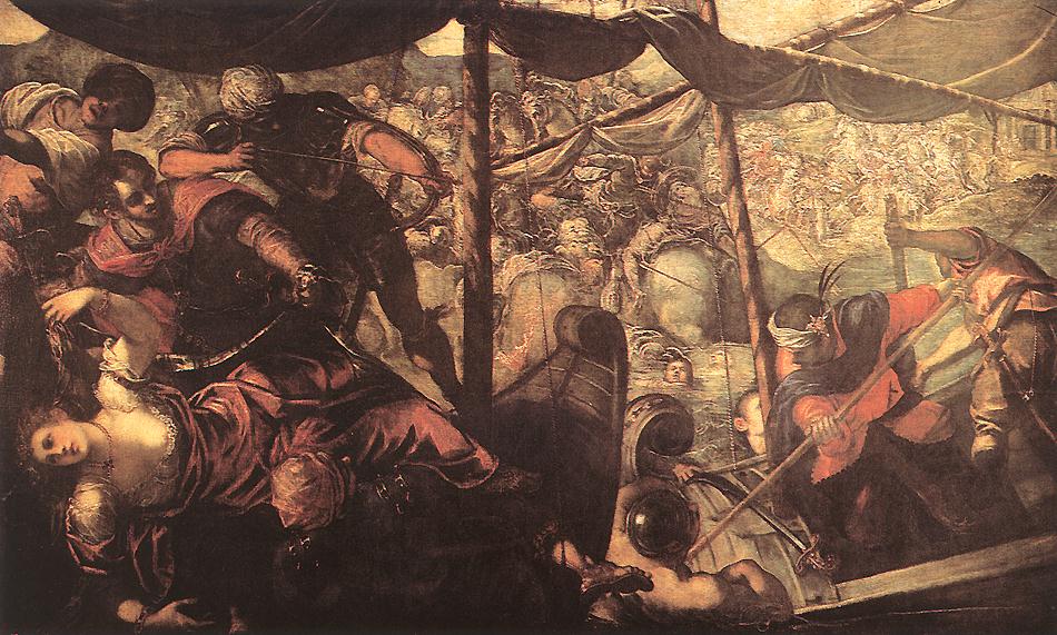 Battle between Turks and Christians by TINTORETTO