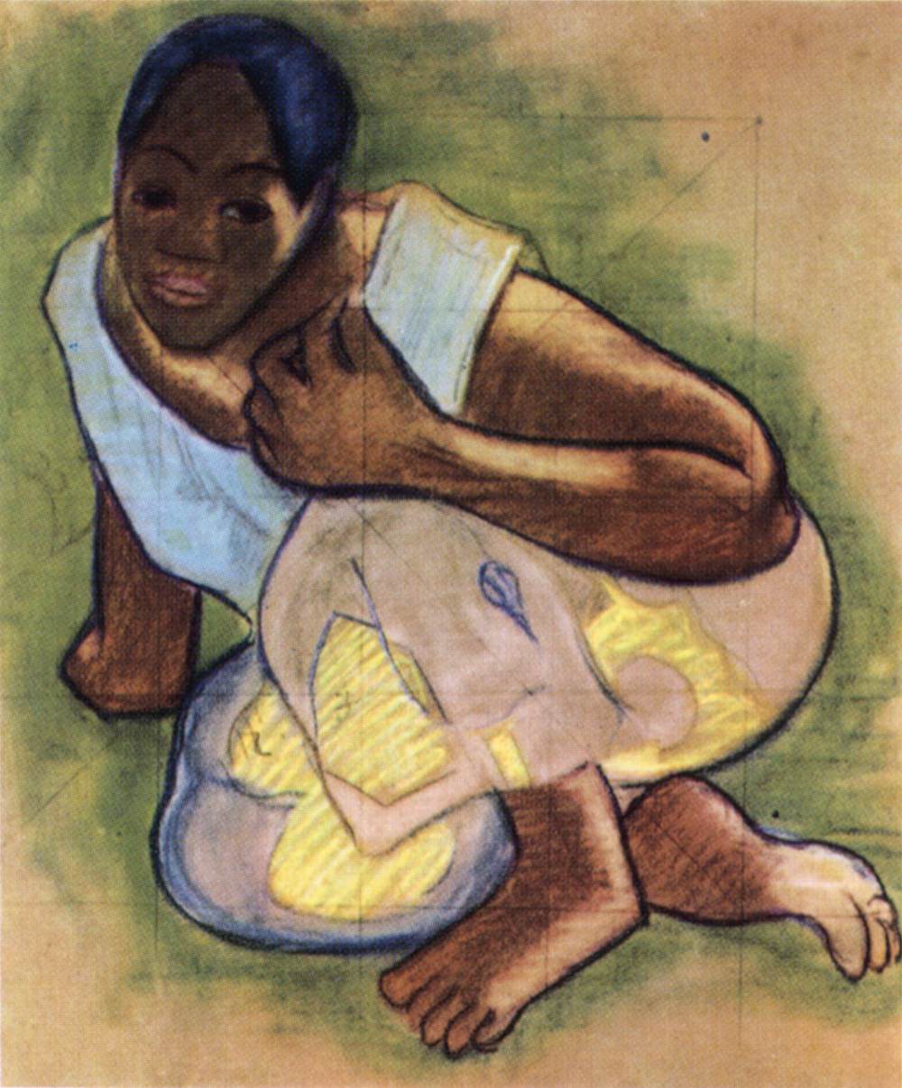 Crouching Tahitian Girl by GAUGUIN, Paul