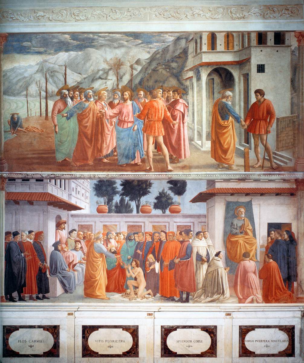 Frescoes in the Cappella Brancacci (left view) by MASACCIO