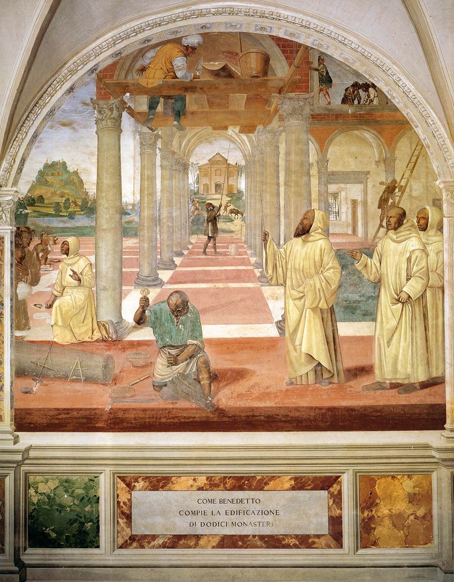 Life of St Benedict, Scene 11: Benedict Founds Twelve Monasteries by SODOMA, Il