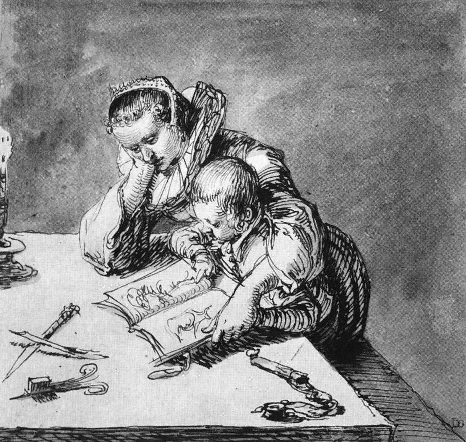 Woman and Child looking at a Picture Book by