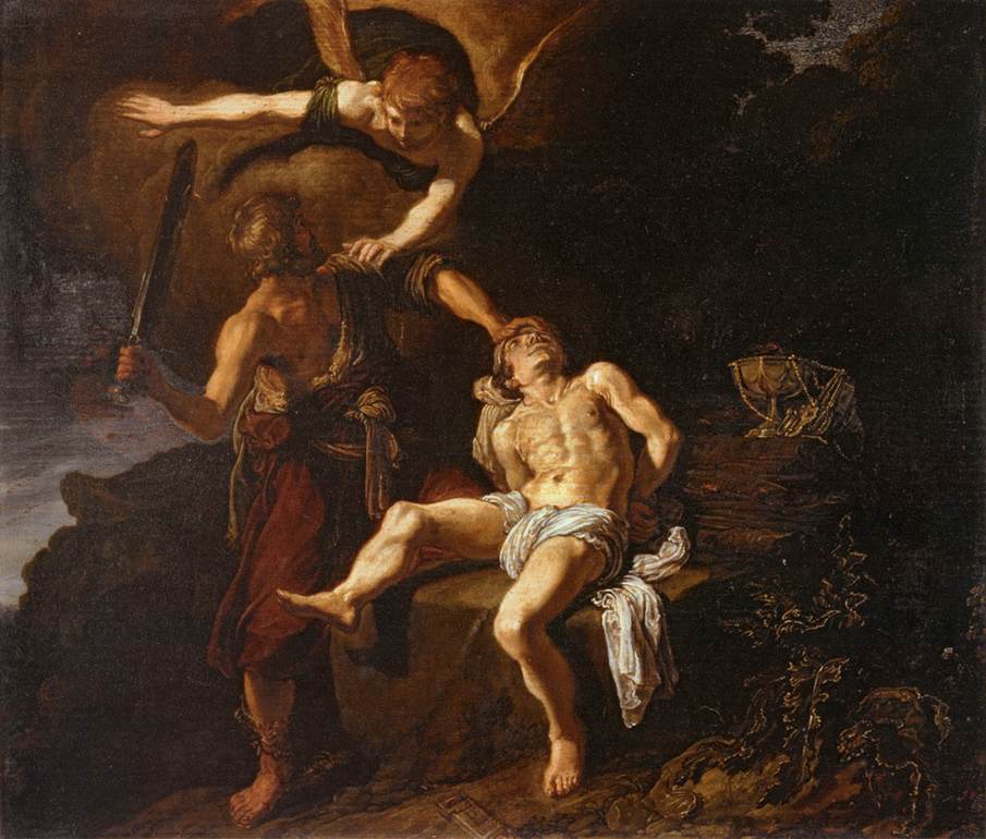 The Angel of the Lord Preventing Abraham from Sacrificing his Son Isaac by LASTMAN, Pieter Pietersz.