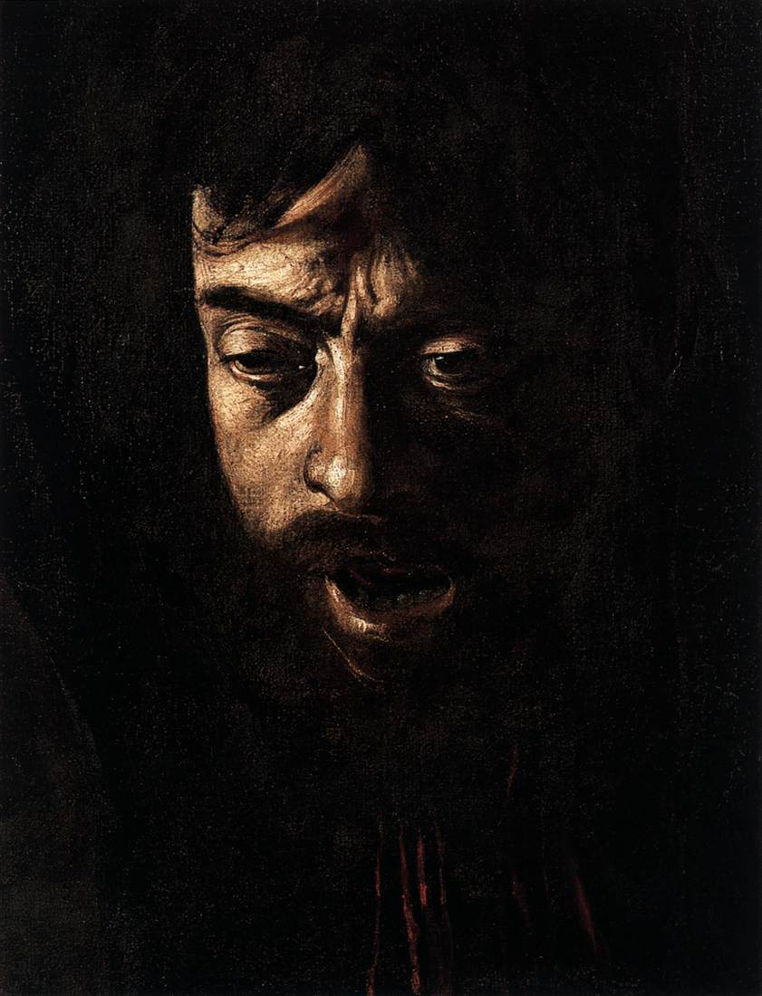 David with the Head of Goliath (detail) by CARAVAGGIO