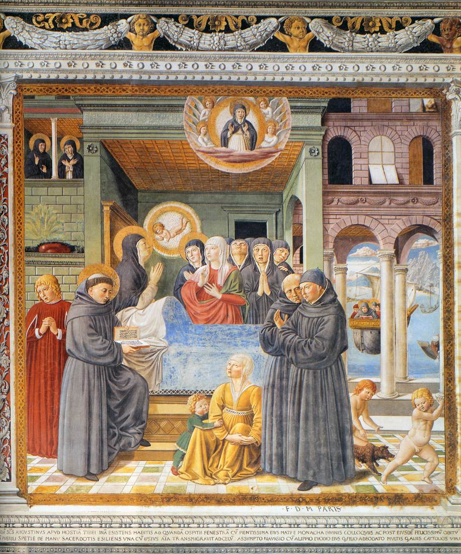 Death of St Monica (scene 13, south wall) by GOZZOLI, Benozzo