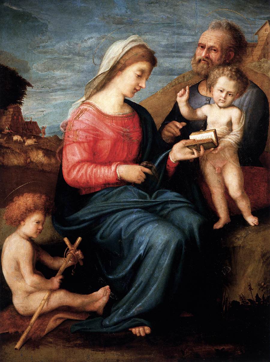 Holy Family with the Young St John the Baptist by PIERO DI COSIMO