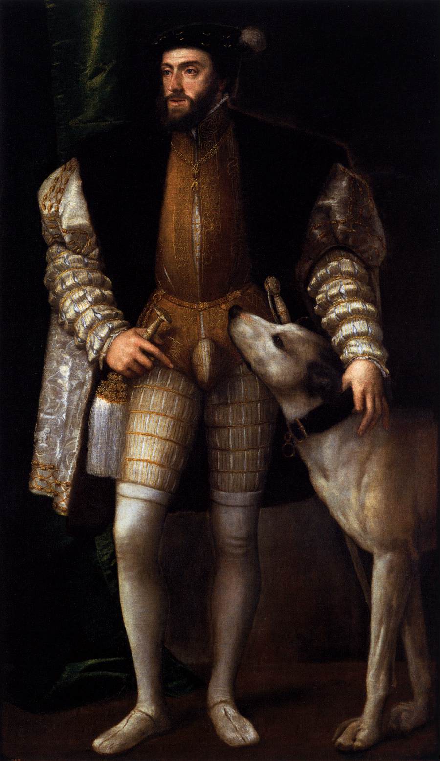 Charles V Standing with His Dog by TIZIANO Vecellio