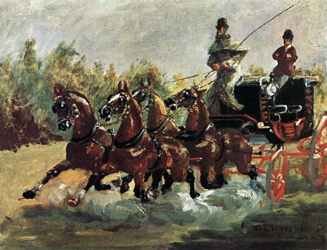 Count Alphonse de Toulouse-Lautres Driving his Coach and Four by