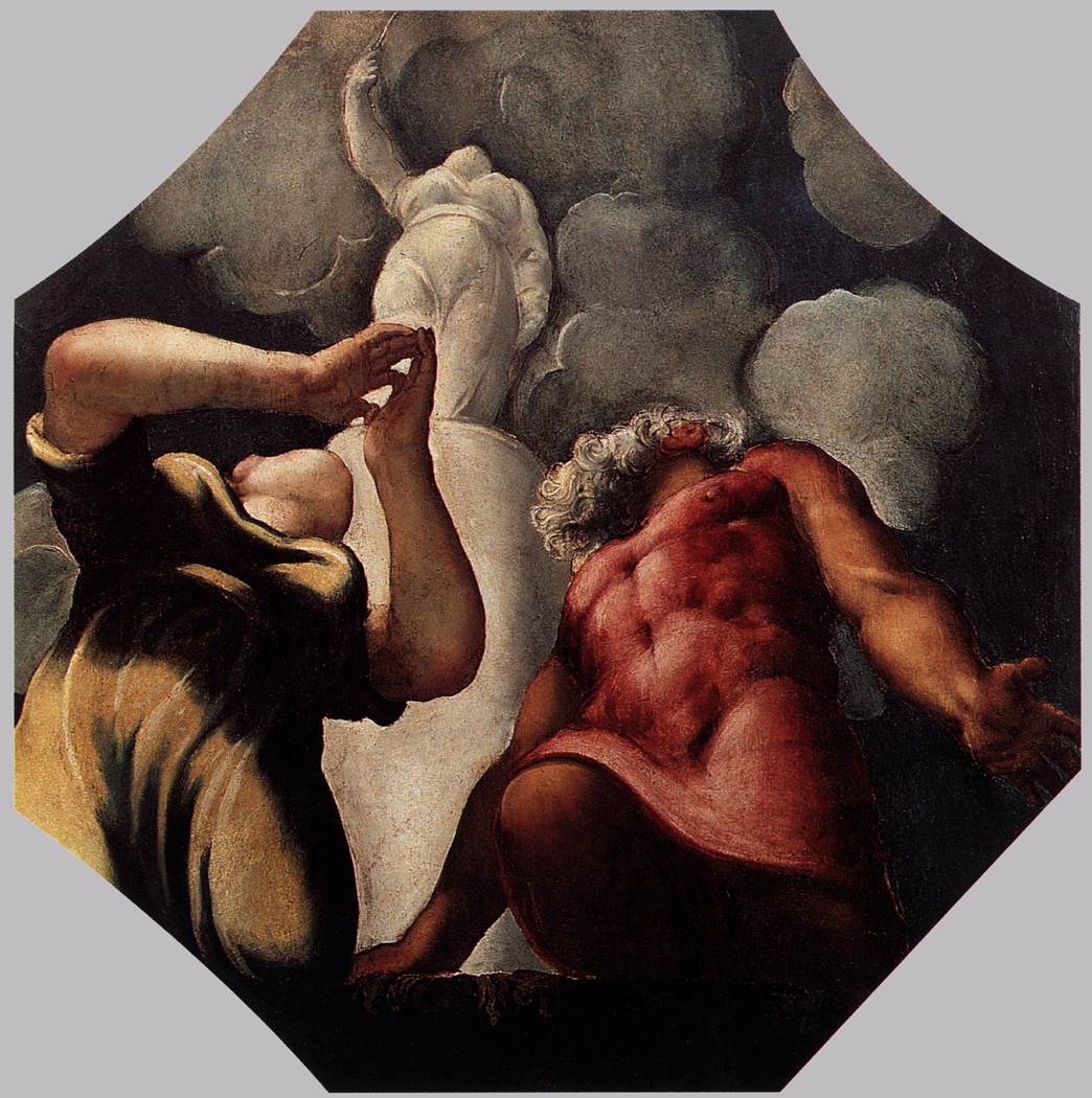 Deucalion and Pyrrha Praying before the Statue of the Goddess Themis by TINTORETTO