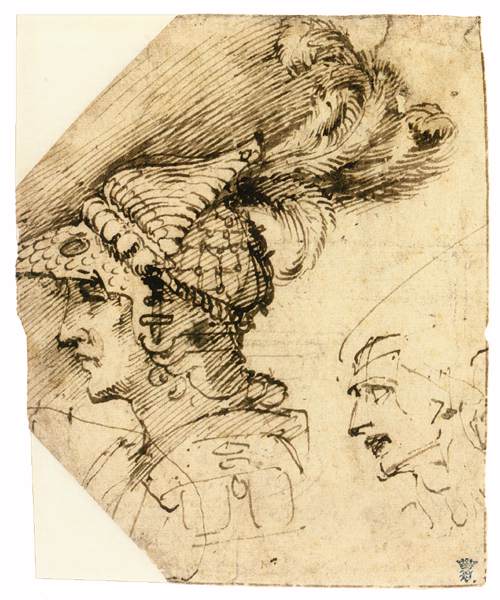 Bust of a Warrior, and a Head in Profile by MICHELANGELO Buonarroti