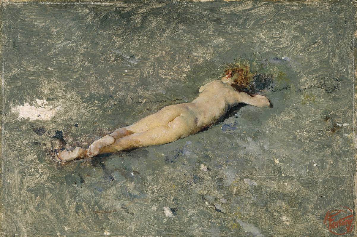 Nude on the Beach at Portici by FORTUNY Y MARSAL, Mariano