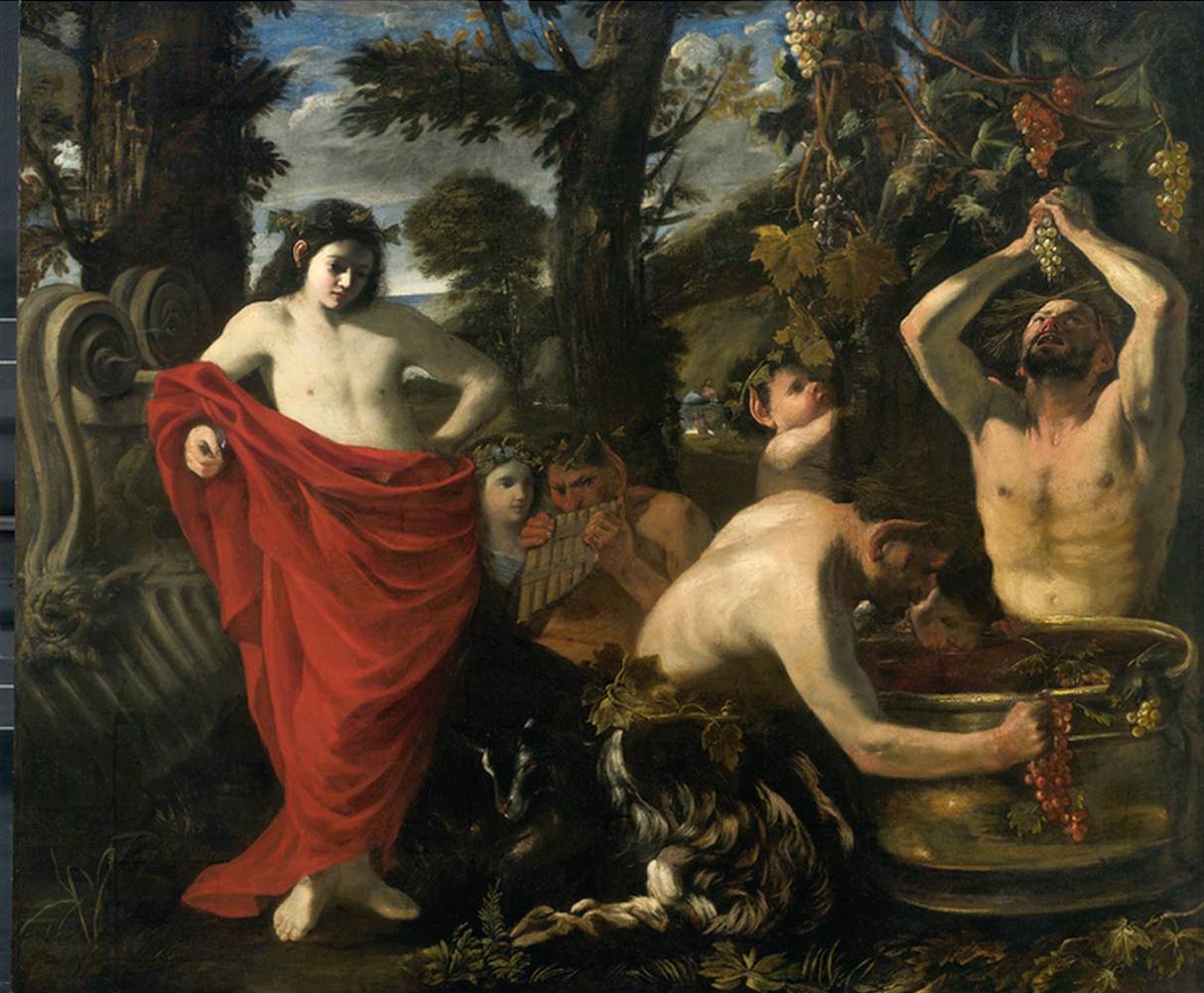 Bacchus Overseeing the Crushing of Grapes by His Satyrs by