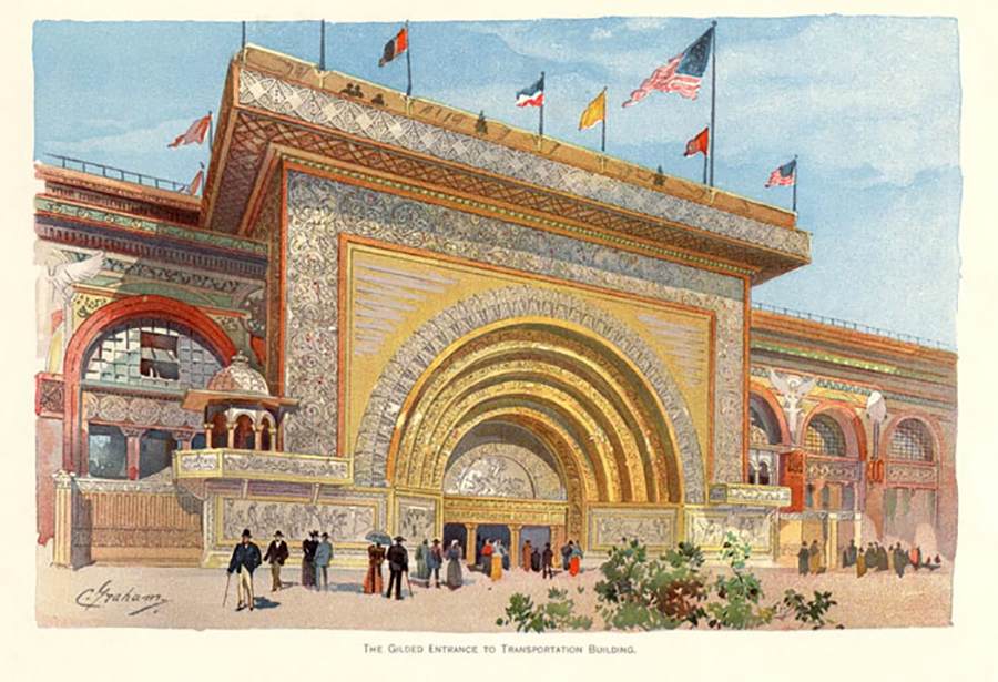 World's Columbian Exposition: Transportation Building (detail) by