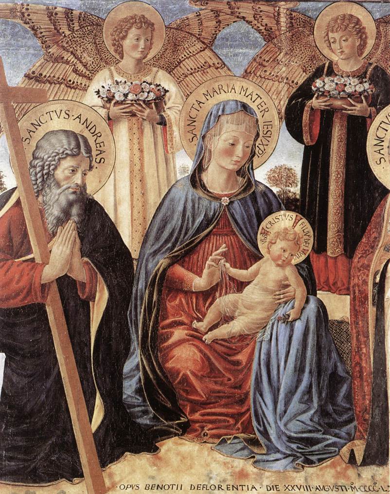 Madonna and Child between Sts Andrew and Prosper (detail) by GOZZOLI, Benozzo