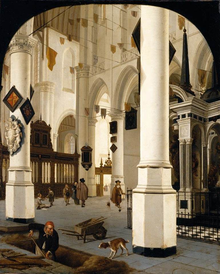 The Interior of The Nieuwe Kerk In Delft with the Tomb of William the Silent by