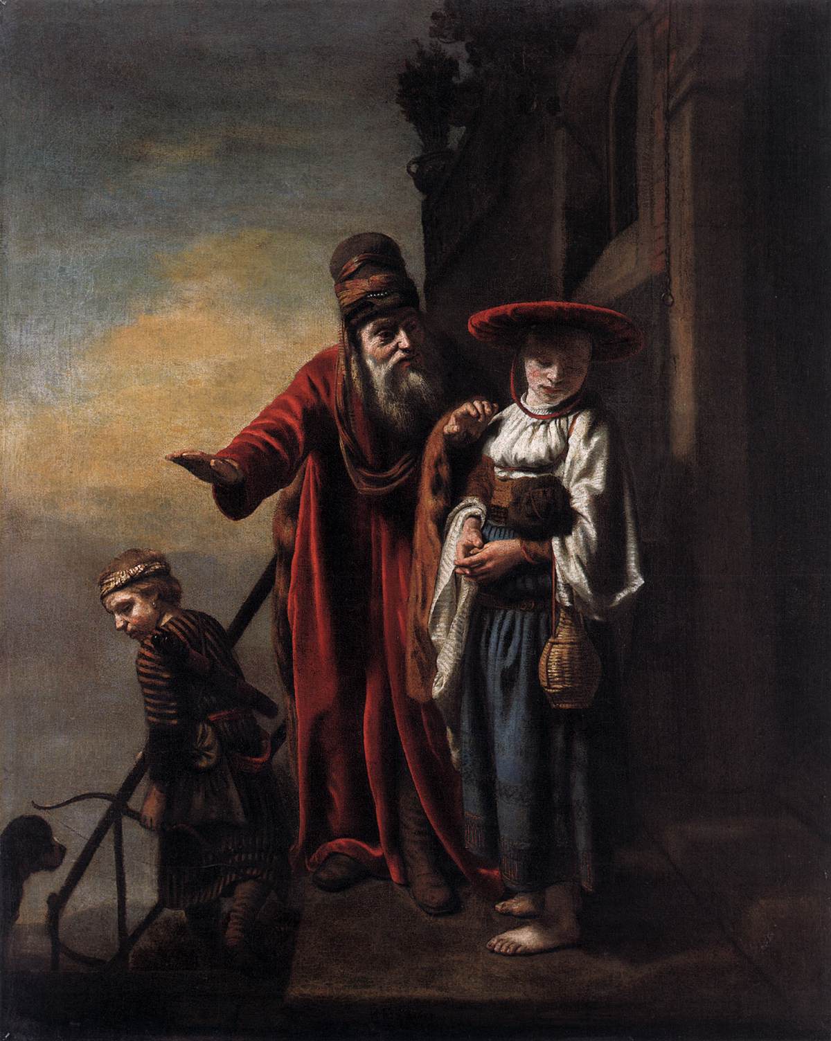 Abraham Dismissing Hagar and Ishmael by MAES, Nicolaes