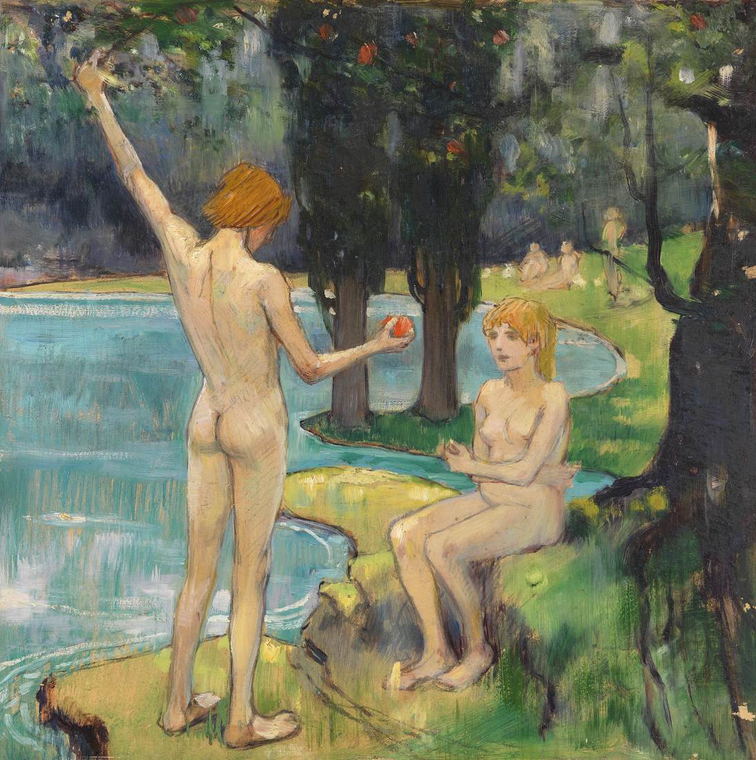 Adam and Eve (Paradise) by HOFMANN, Ludwig von