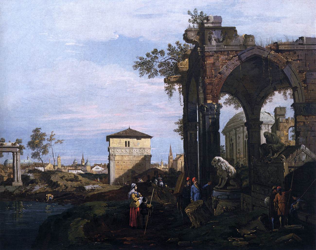 Capriccio with Ruins and Porta Portello, Padua by CANALETTO