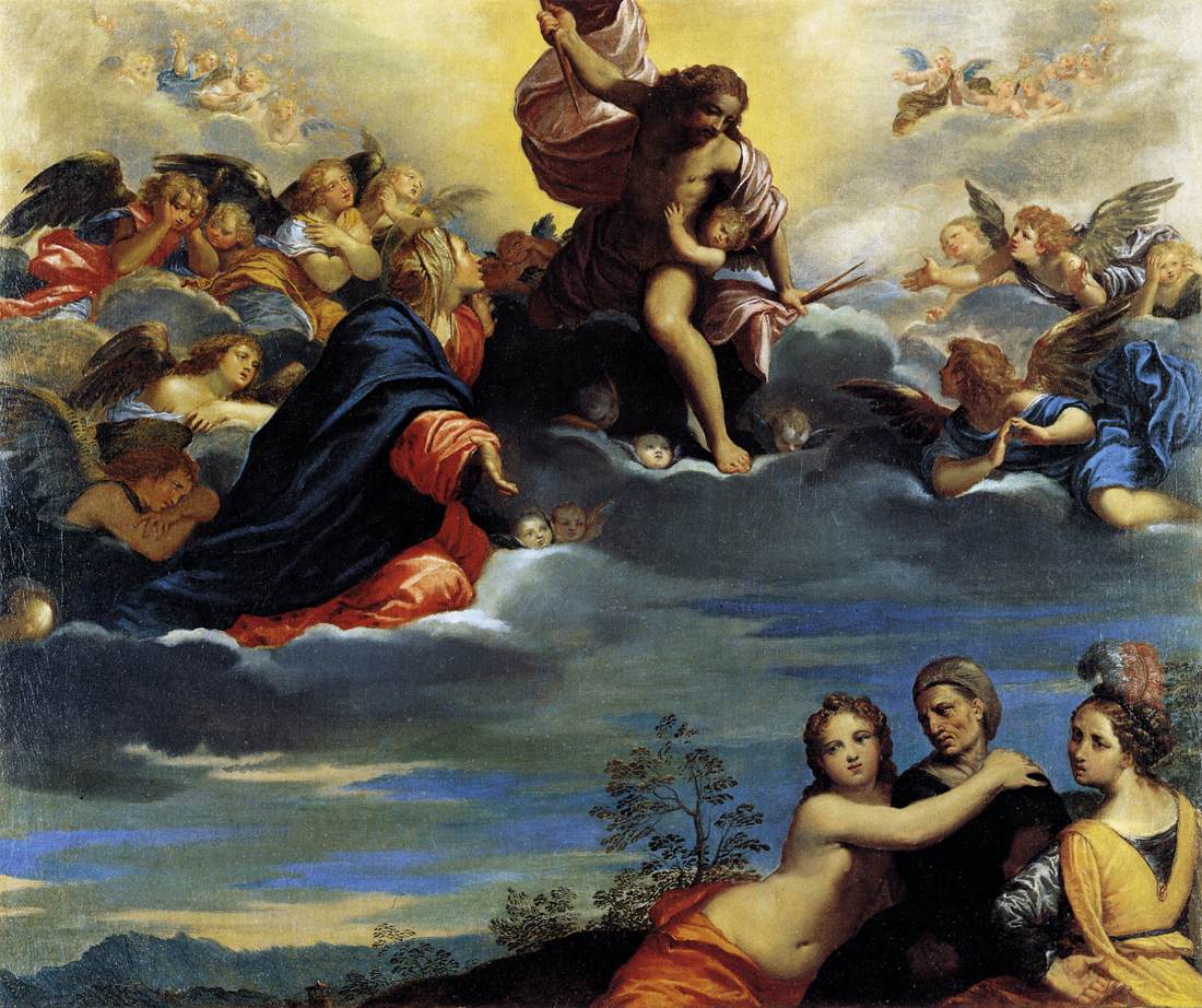 Virgin and Angels Imploring Christ not to Punish Lust, Avarice, and Pride by