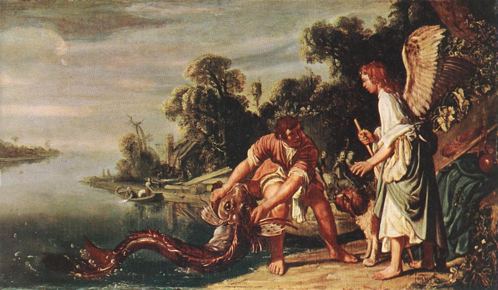 The Angel and Tobias with the Fish by LASTMAN, Pieter Pietersz.