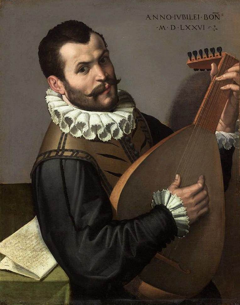 Portrait of a Man Playing a Lute by PASSEROTTI, Bartolomeo