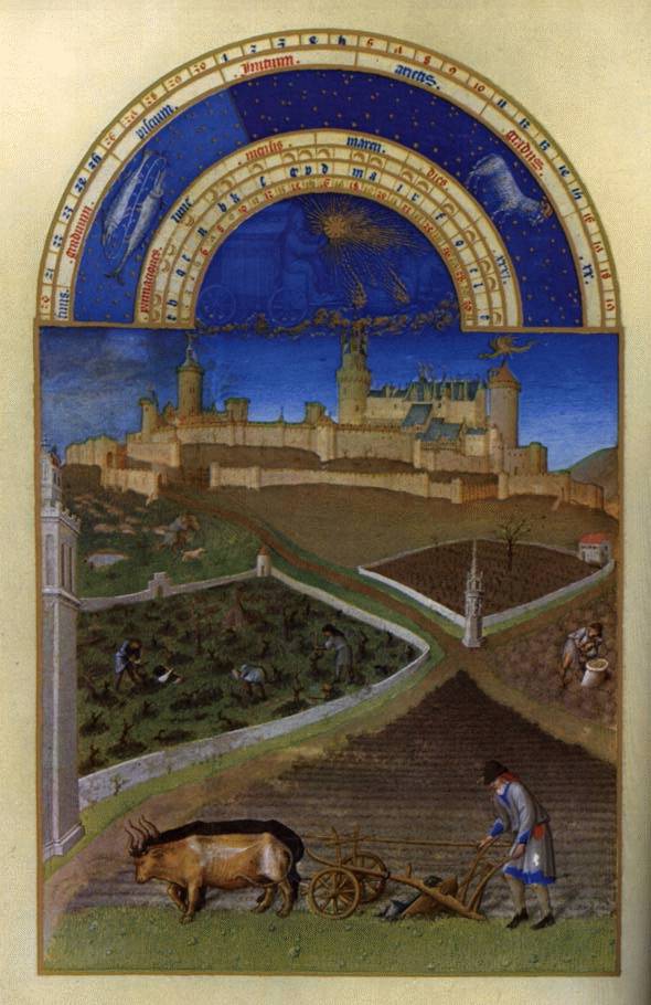 Les très riches heures du Duc de Berry: Mars (March) by LIMBOURG brothers (Herman, Jean, Paul)