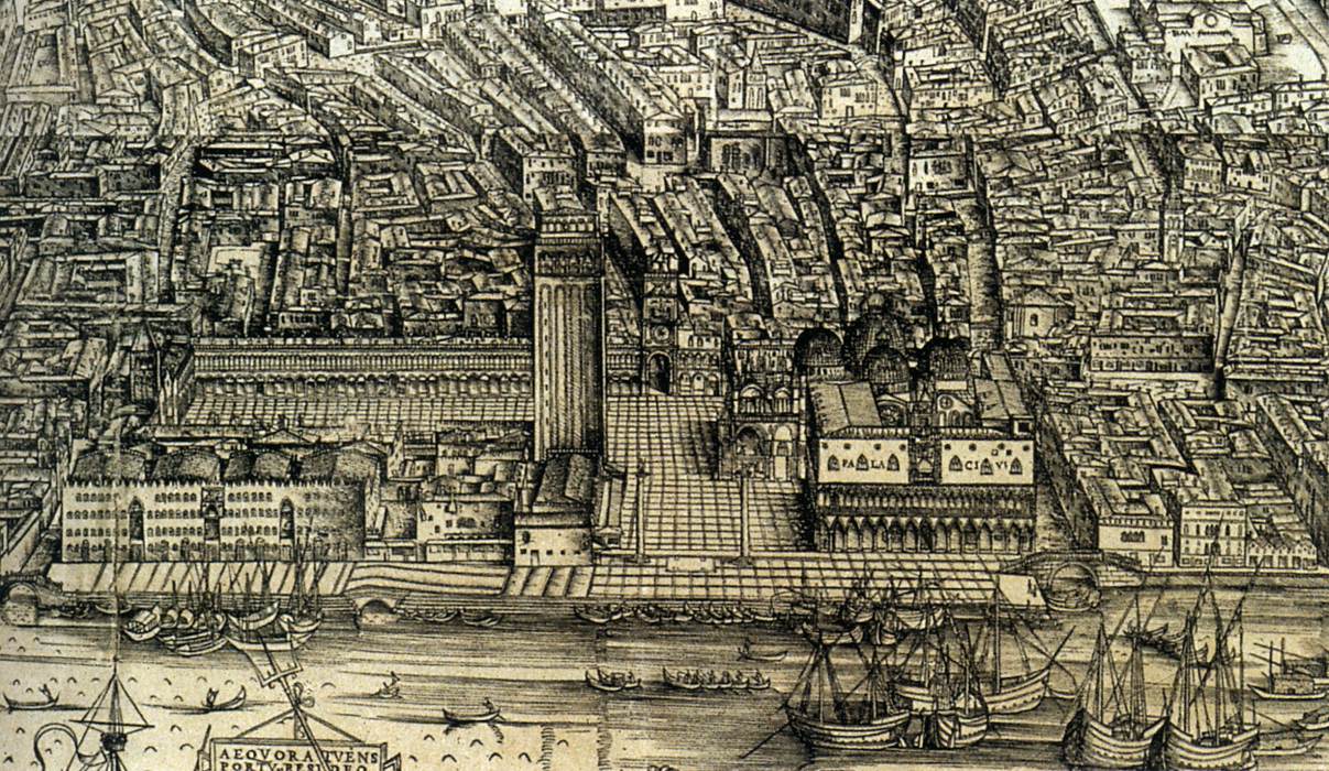 Perspective plan of Venice (detail) by BARBARI, Jacopo de'