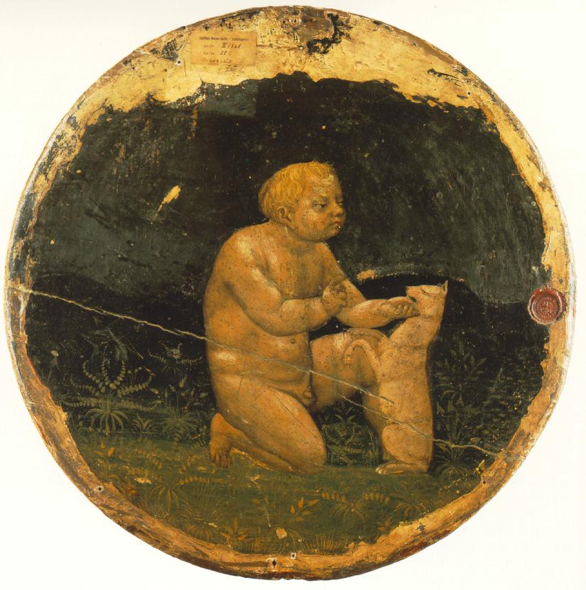 Putto and a Small Dog (back side of the Berlin Tondo) by MASACCIO