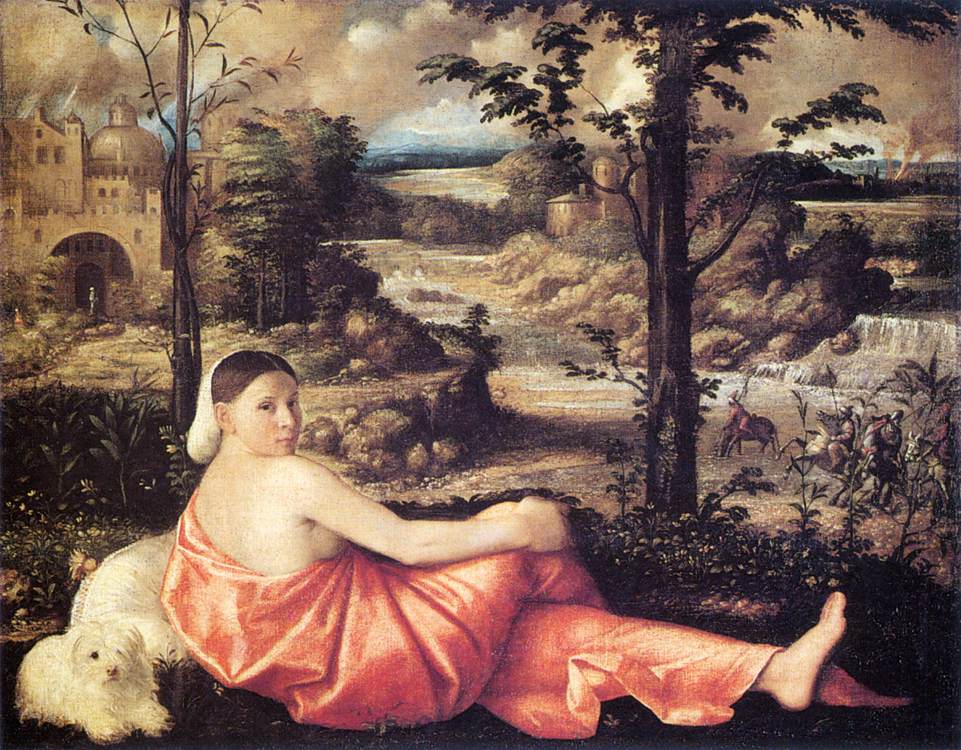 Reclining Woman in a Landscape by CARIANI, Giovanni