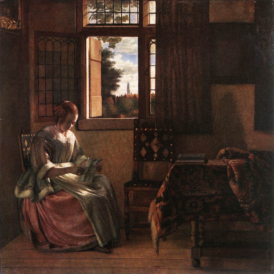 Woman Reading a Letter by HOOCH, Pieter de