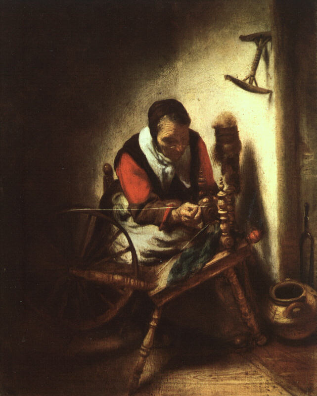 A Woman Spinning by