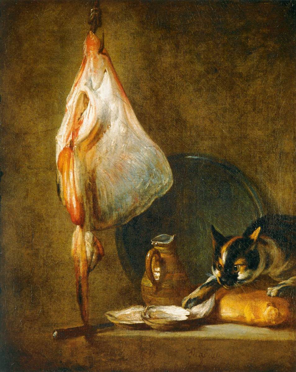 Still-Life with Cat and Rayfish by CHARDIN, Jean-Baptiste-Siméon