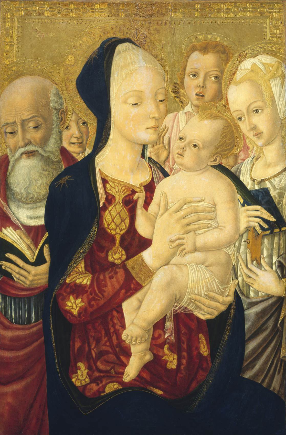 Madonna and Child with Sts Jerome, Catherine of Alexandria, and Angels by MATTEO di Giovanni