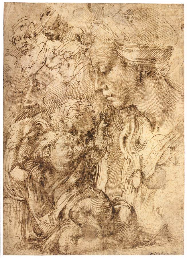 Bust of the Virgin in Profile, the Child Reclining on a Cushion by MICHELANGELO Buonarroti