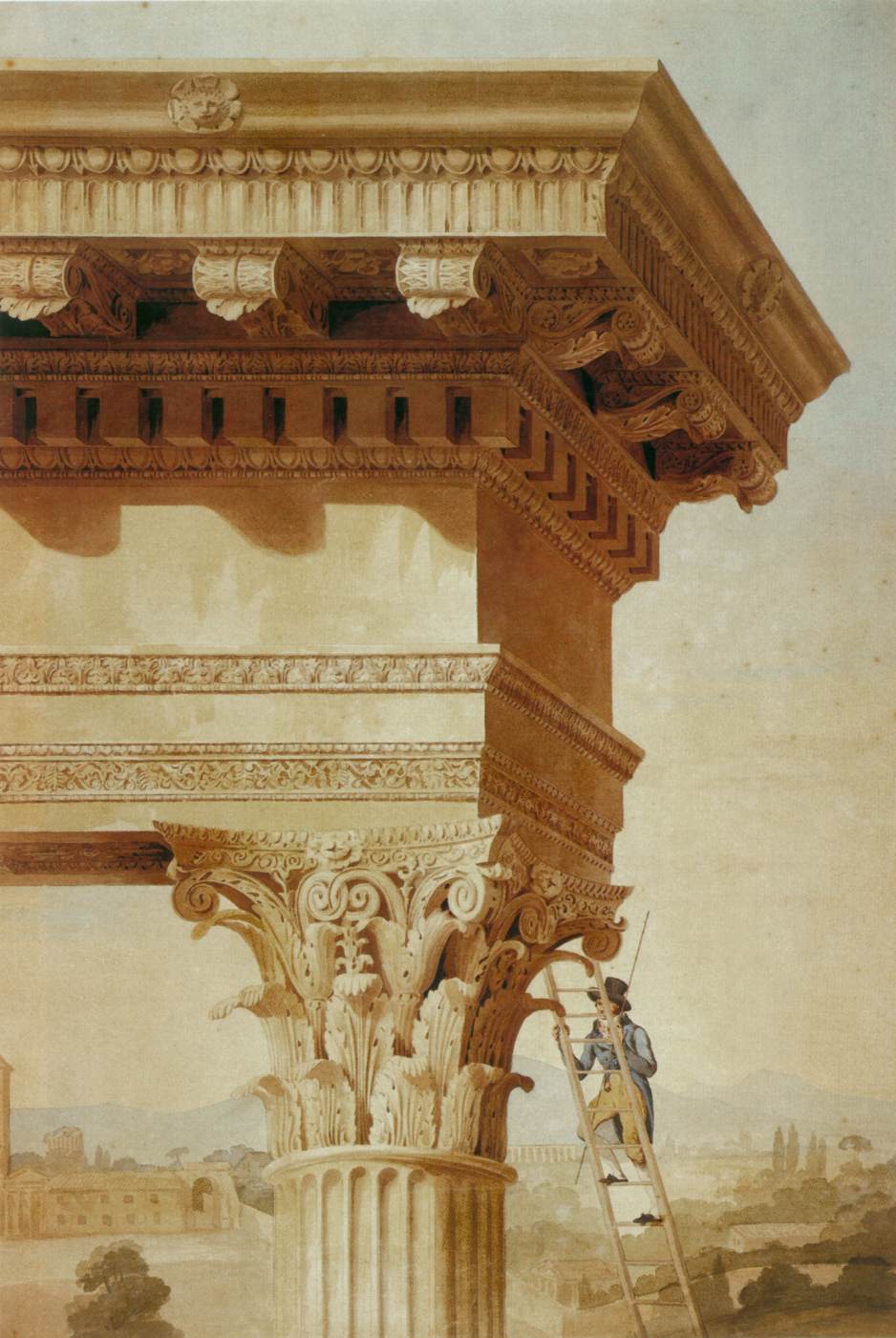 Student surveying the Castor and Pollux temple in Rome by PARKE, Henry