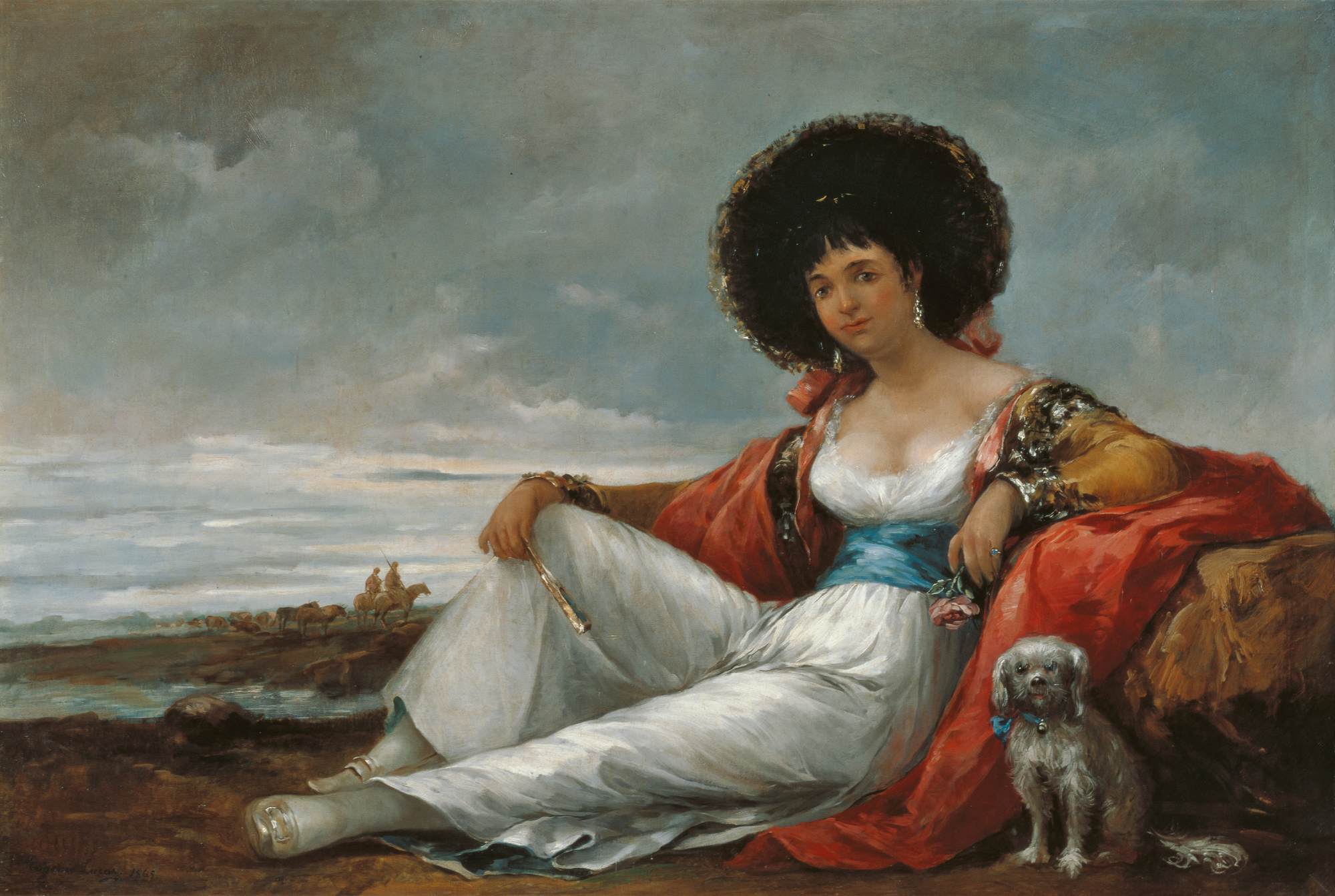 Maja with a Small Dog by LUCAS VELÁZQUEZ, Eugenio