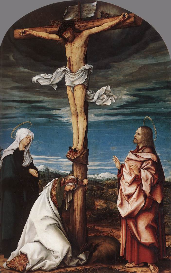 Crucifix with Mary, Mary Magdalen and St John the Evangelist by BURGKMAIR, Hans