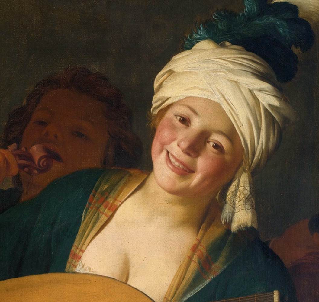 A Merry Group behind a Balustrade (detail) by HONTHORST, Gerrit van