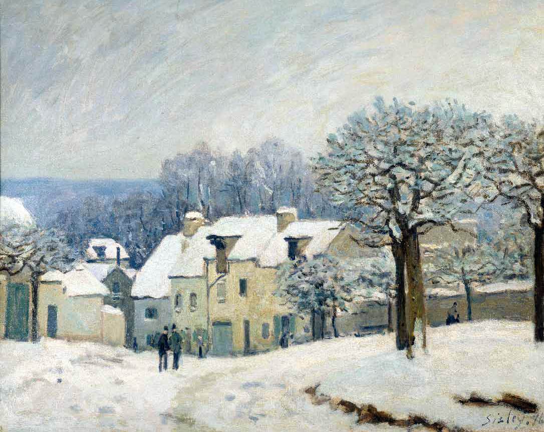 Place du Chenil at Marly-le Roi, Snow by SISLEY, Alfred